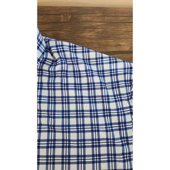 Collars & Co Mens Dress Button Down Collar Polo Medium Blue‎ Plaid Shirt NEW - Picture 4 of 6
